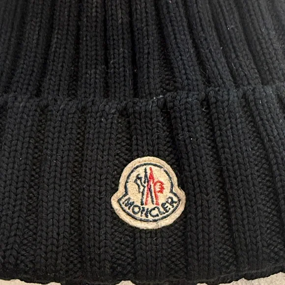 Moncler Classic Black Knit Beanie with Pom-Pom Moncler Black Pom Pom Beanie Moncler main image 2